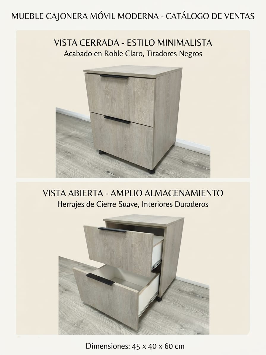 Oficina catalogo cajonera movil roble claro