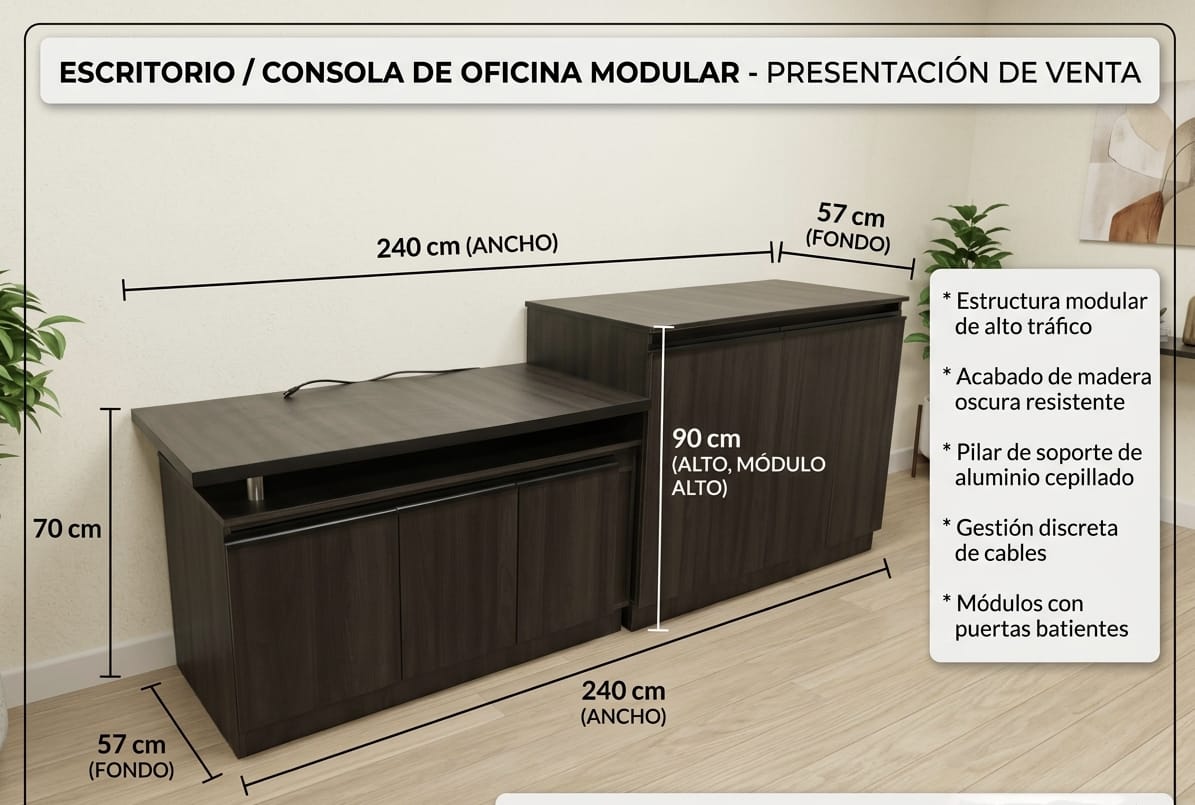 Oficina presentacion escritorio modular 240cm